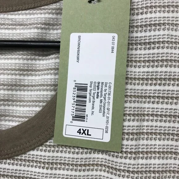 | Set of 12 Goodfellow & Co Mens 4XL Brown Short Sleeve Crew Neck T-Shirt Stripe - Picture 10 of 12